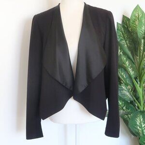 Anthropologie Elevenses Black Draped Waterfall Open Front Blazer Jacket Tuxedo 8